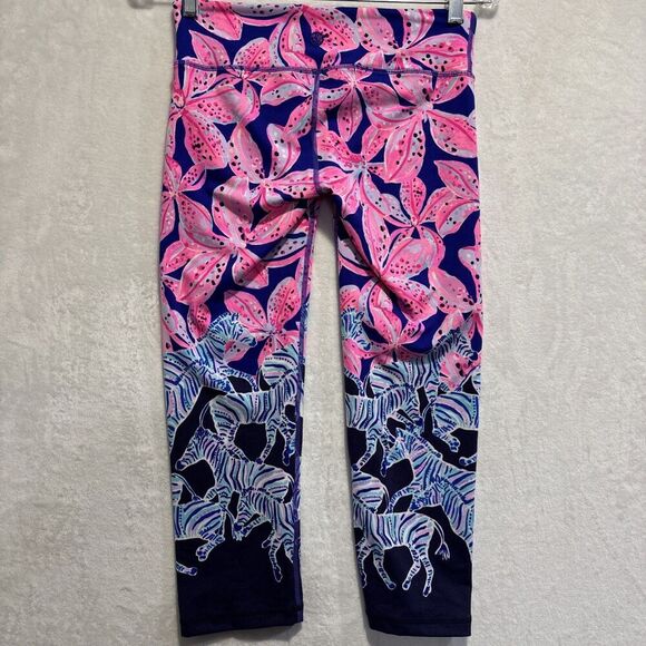 Lilly Pulitzer Luxletic Jolena Weekender Cropped Leggings Wild Child Zebra Small - Picture 5 of 12